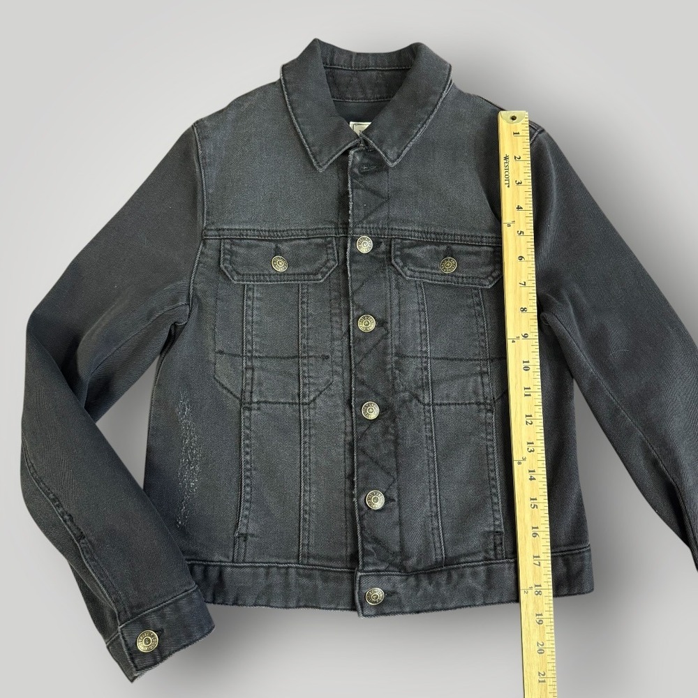 Zadig & Voltaire Y2K Kioky Grunge Black Denim Jacket Rhinestone Eagle XS - Picture 10 of 11
